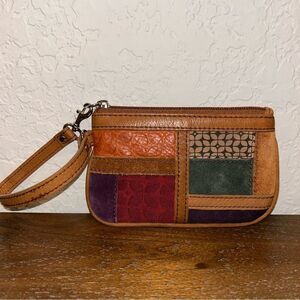 Vintage Fossil Patchwork Wristlet Coin Wallet